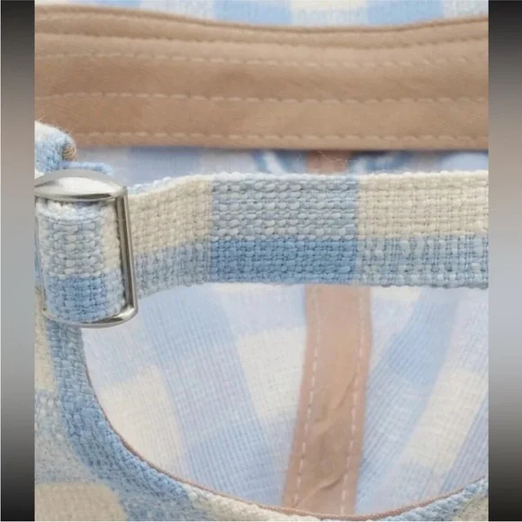 Adjustable Checkered Light Pink + White Embroidered Bowknot Baseball Cap OS New - Picture 11 of 11